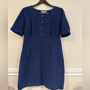 Boden Blue Printed Short-Sleeve Mini Dress